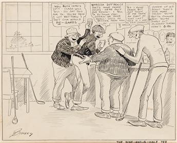 CLARE A. BRIGGS (1875-1930) The nine-and-a-half tee. [CARTOONS / GOLF]